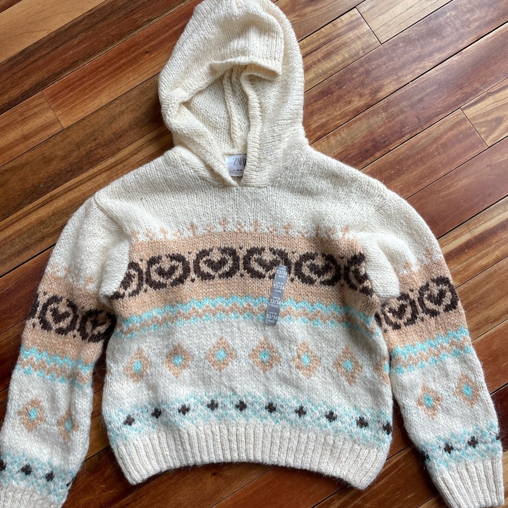 Zara Patterned Hoody Sweater